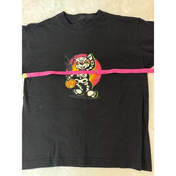 BUC-EES Halloween Skeleton Glow N Dark Black T-Shirt Front / Back Graphic Kid XS - Picture 9 of 10